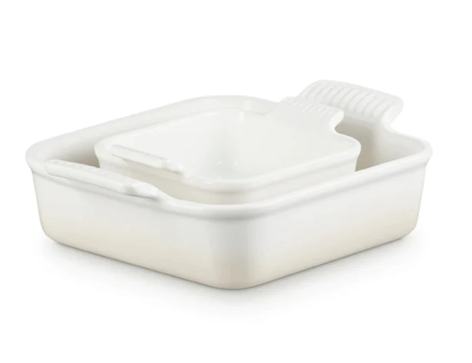 Le Creuset Ovenschalenset Aardewerk Meringue 2-delig 1 Le Creuset Ovenschalenset Aardewerk Meringue 2-delig